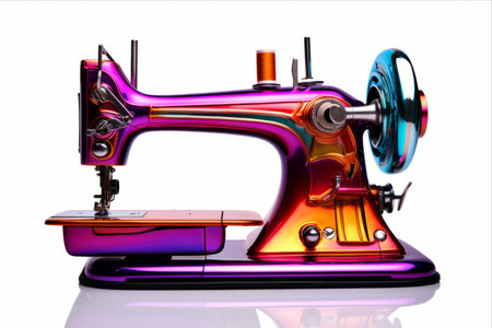 Vibrant Machine Accessories: Bursting with Colors on Isolated White Background with Reflectionの素材