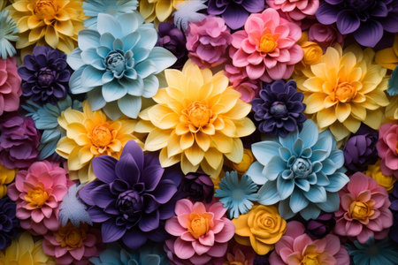 Bursts of Vibrant Artificial Blooms: A Colorful 3:2 Backgroundの素材