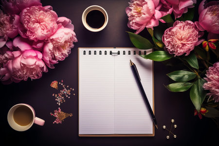 Efficiently Orchestrating Productivity: A Feminine Workspace Brimming with Organization and Ambitionの素材