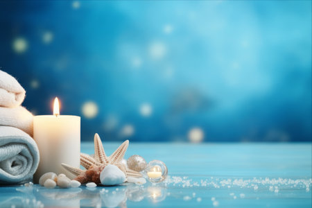 Relax and Renew: Indulge in Luxurious Sea Spa Treatments on a Serene Blue Backgroundの素材