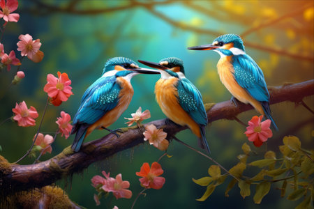A Glimpse into the Vibrant World of Kingfishers: Majestic Birds Amidst Stunning Natural Beautyの素材