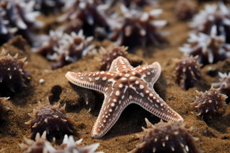 Celebrating Nature's Delicacy: Exploring the Enchanting World of Protoreaster Nodosus - The Chocolate Chip Starfish in its Serene Seabed Homeの素材