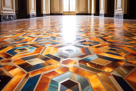 Vibrant Geometric Patterns Adorn Colorful Marble Flooringの素材