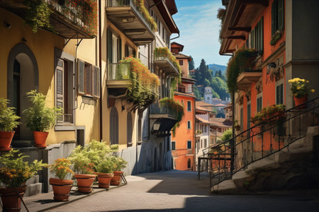 Captivating Scenes of Como: Exquisite Streets, Spectacular Sightseeing, and Glorious Architecture under the Summer Sun in Europe's Treasured Italian Jewelの素材