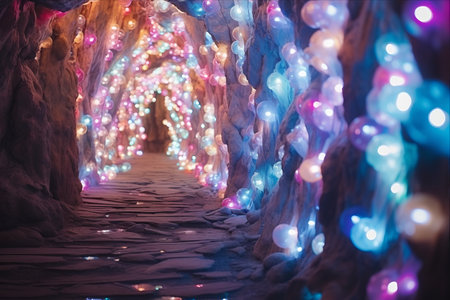 Enchanting Festive Glow: Mesmerizing 3:2 Colorful LED Light Display Creates a Whimsical New Year Ambianceの素材