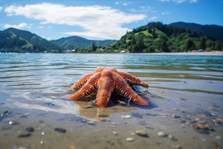 Enchanting Encounter: Star Fish in the Pristine Waters of New Zealand's Beach - AR 3:2の素材