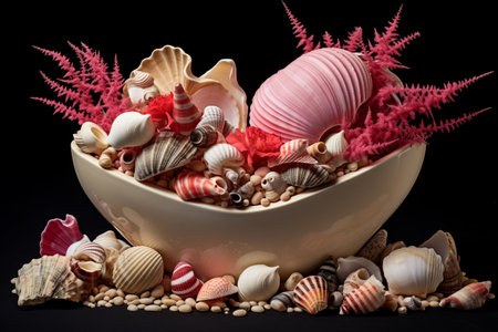 Heartfelt Harmony: Shells and Corals in a 3D Bowlの素材