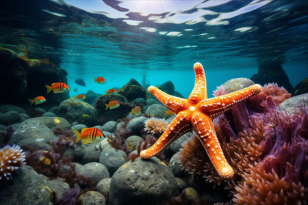 Stunning Array of Colorful Starfish Illuminate the Seabed -- AR 3:2の素材