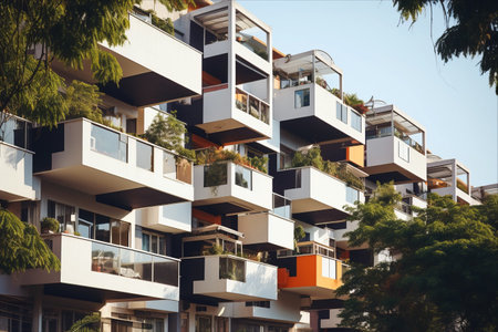 Captivating Architecture: Exploring the Magnificence of Modern Multistory Buildings with Balconiesの素材