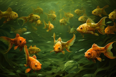 A Colorful Oasis: Exploring the Abundance of Fish in the Serene Waters of Green Lakeの素材