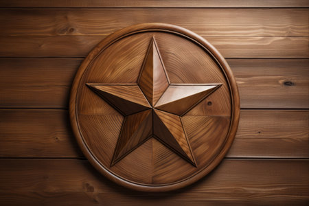 Captivating Star's Brilliance Shining against a Rustic Wooden Background --AR 3:2の素材