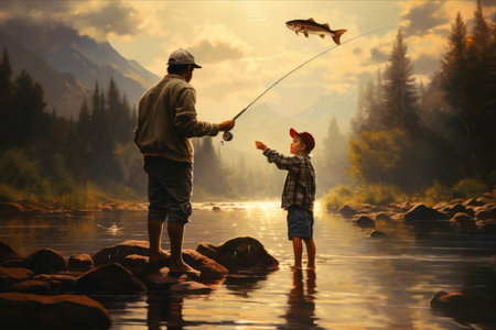 Creating Memories: A Mother's Guide to Teaching Her Son How to Fly Fishの素材