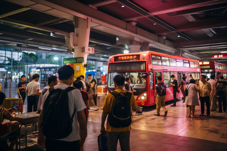 Unacquainted Crowds at Mochit Bus Station: Thailand's Bustling Long Weekend Transport Hubの素材