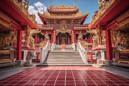 The Magnificence of Wat Mangkon Kamalawat: Bangkok's Largest Chinese Buddhist Templeの素材