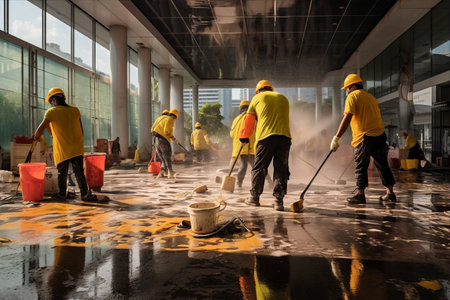 Bangkok's Battle Scars: Extensive Clean-up Underway After Protest to Remove Thailand's Prime Minister Leaves Government Buildings Gravely Paintedの素材