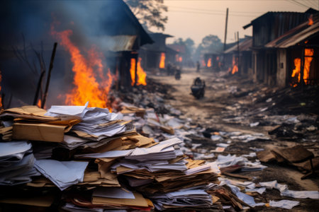 Devastating Fire Claims Important Documents in Banjarmasin, Indonesia's Densely Populated Settlementsの素材
