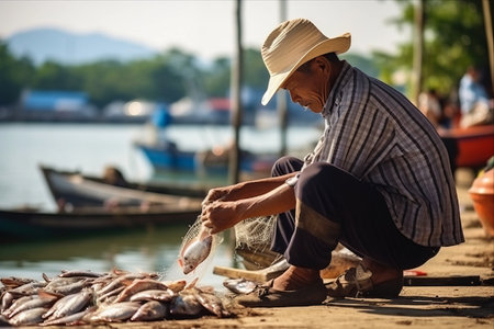 Capturing the Authentic Riverside Lifestyle of Fishermen in Rayong, Thailandの素材