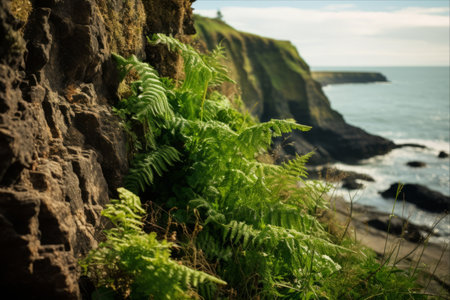 Fascinating Ferns: Thriving Wild on the Cliff's Edgeの素材