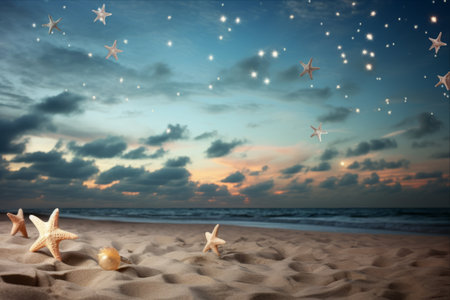 Starry Seascapes: A Celestial Mirage on Earth's Canvasの素材