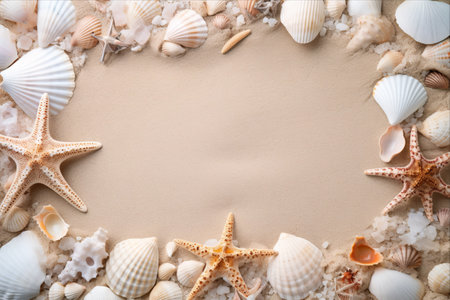 Capturing the Essence of a Beach Vacation: Starfish, Shells, and an Enduring Frame - AR 3:2の素材