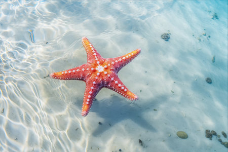 Captivating Beauty: Vibrant Spotted Starfish in Pristine Zanzibar Watersの素材