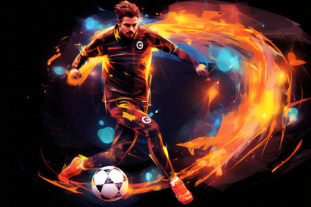 Flames of Power: Captivating Soccer/Football Artwork ignites the Field with Fluid Neon Elementsの素材