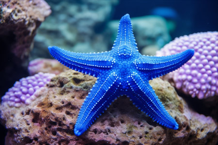 The Enigmatic Blue Starfish with a Thorn-Free Appearance: Unraveling Linckia laevigata's Habitat and Distinctive Characteristics in Coral Reefsの素材