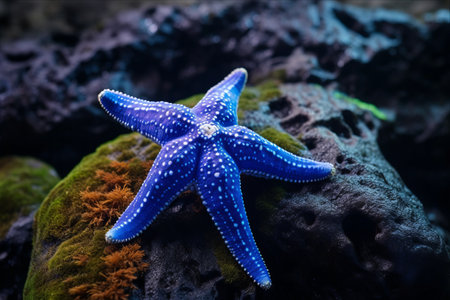 Stranded Beauty: Exploring the Enigmatic Blue Starfish, Linckia laevigata, in Shallow Watersの素材