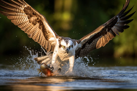 The Majestic Osprey: Capturing Prey in Flight at Lake Parker, Florida, USAの素材