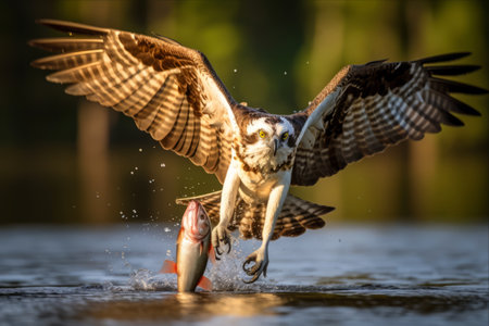 Capturing the Majesty: Osprey (Pandion haliaetus) in Flight, Featuring Lake Parker's Abundant Fisheriesの素材