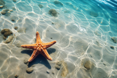The Serene Beauty of a Starfish Lying on the Sea - Artistic Composition in 3:2の素材