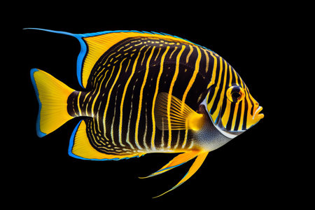 Majestic Royal Angelfish (Pygoplites diacanthus) Gracefully Shines on a White Canvas --AR 3:2の素材
