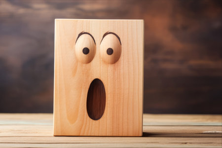 Powerful Exclamation: Captivating Wooden Block Graphic with Copy Space -AR 3:2の素材