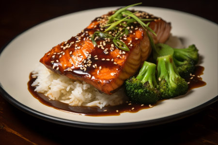 Savor the Delightful Fusion of Salmon Teriyaki - Presented in AR 3:2の素材