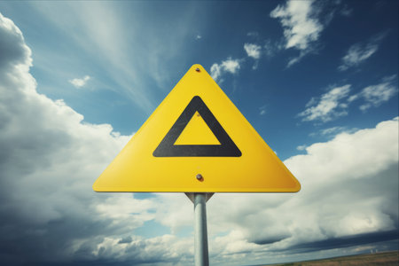 Attention! Beware the Yellow Triangular Sign: A Dangerous Warning in the Sky AR 3:2の素材