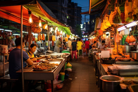 Delving into Yaowarat: The Vibrant Chinese Community and Iconic Street Food Hub of Bangkok's Chinatownの素材