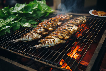 Savory and Succulent: Grilled 3:2 AR Salted Fishの素材