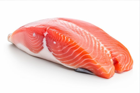 Fascinating Perspective: Salmon Fish in Captivating Isolation on a White Background | AR 3:2の素材