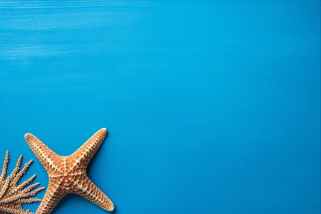 Captivating Starfish: A Mesmerizing Sight Against a Serene Blue Backdrop with Ample Copy Spaceの素材