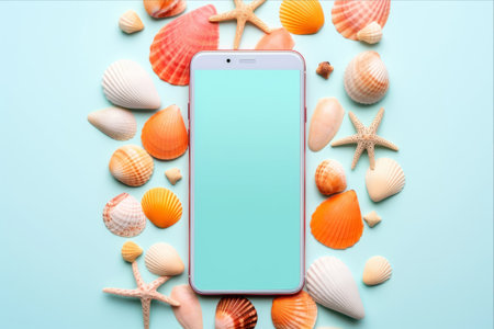 Seashells Splash: A Vibrant Summer Concept for Your Smartphone Wallpaper!の素材