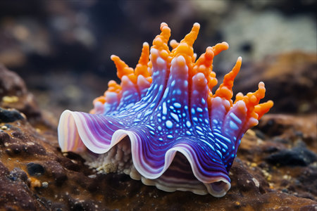 A Mesmerizing Sight: Vibrant and Alluring Sea Slug Found in the Red Sea's Eilat, Israelの素材