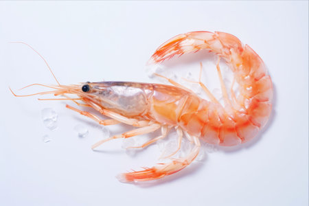 Delicious Shrimp Delight: A Seafood Extravaganza in Stunning Light Background - AR 3:2の素材