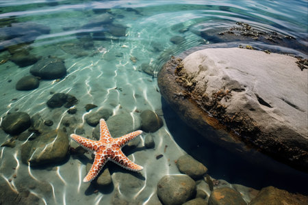 Enchanting Encounter: Discovering Starfish in the Tidal Rock Pools of Oakura Beach, New Zealandの素材