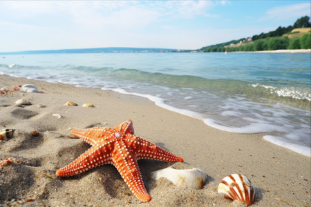 Captivating Serenity: Starfish Encounters on the Sandy Shores of Kerch, Crimea, Russiaの素材