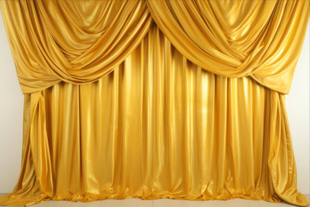 Gilded Elegance: A Stunning Curtain of Gold on a White Backgroundの素材