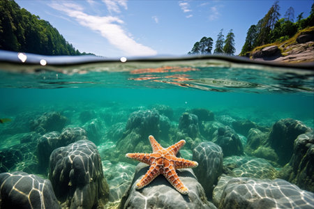 Spectacular Encounter: Pristine Waters of Panjang Island Reveals Astonishing Starfish Sightings in Bangka, Indonesiaの素材