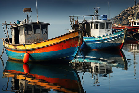 Exploring the Serene Waters: Capturing the Essence of Fishing Boats - AR 3:2の素材