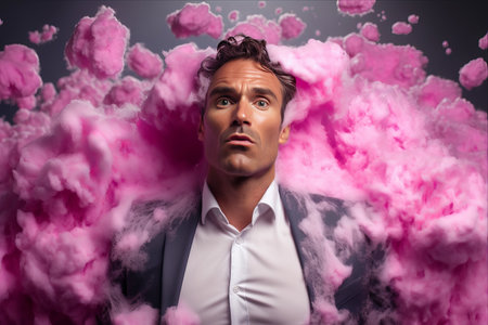 Bold and Stylish: A Quirky Fusion of Metrosexuality and Shaving Rituals with Funky Pink Purple Collageの素材