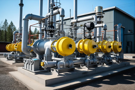 Enhancing Efficiency: Gas Valves, Crane, and Pipes for Optimal Gas and Oil Transportation in Gas Processing Plant and Booster Compressor Stationの素材