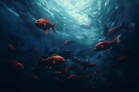 Diving into the Majesty: A Flock of Fish Underwater (AR 3:2)の素材